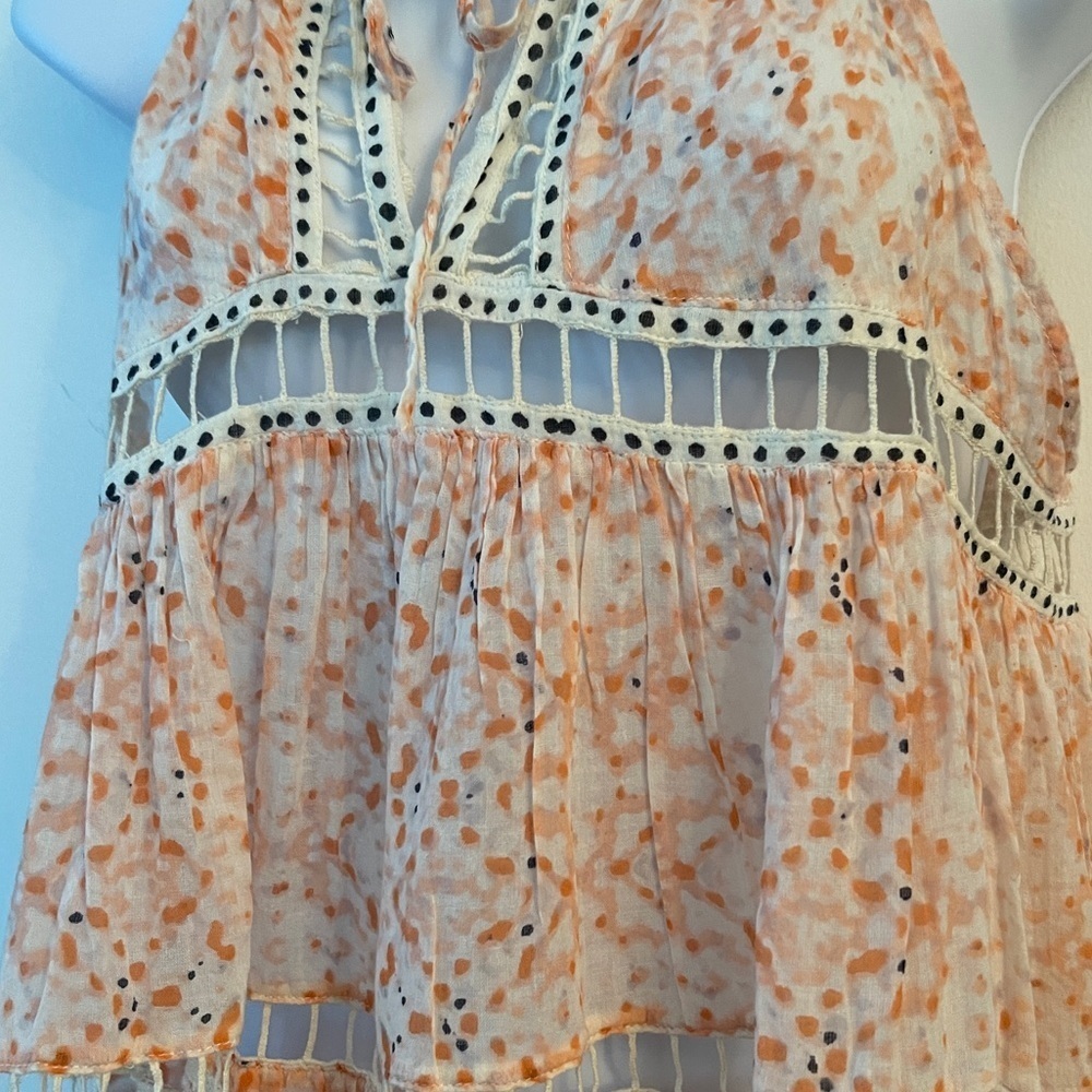 Free People Essaouira Babydoll Tank Top XS Boho Romantic Cottagecore Cotton Lace - Picture 8 of 10